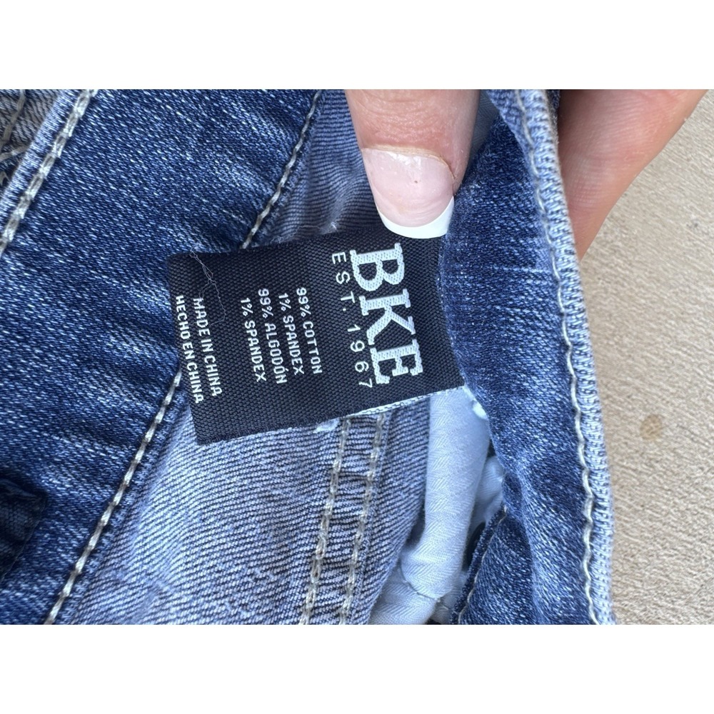 BKE Jake Bootleg Jeans Mens 30x32 Light Wash Blue Very Distressed Stained Denim - Picture 12 of 12